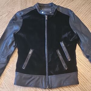 Black leather and faux fur jacket XS BLANKNYC